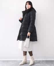 FIEDD21120 OFUON le MK(オフオン ル エムケー) サイドパール調釦デザインVネックジャンパースカート/洗える/WEB限定サイズあり ベージュ