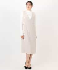 FIEDD21120 OFUON le MK(オフオン ル エムケー) サイドパール調釦デザインVネックジャンパースカート/洗える/WEB限定サイズあり ベージュ