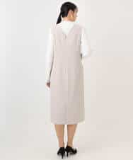 FIEDD21120 OFUON le MK(オフオン ル エムケー) サイドパール調釦デザインVネックジャンパースカート/洗える/WEB限定サイズあり ベージュ