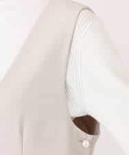 FIEDD21120 OFUON le MK(オフオン ル エムケー) サイドパール調釦デザインVネックジャンパースカート/洗える/WEB限定サイズあり ベージュ