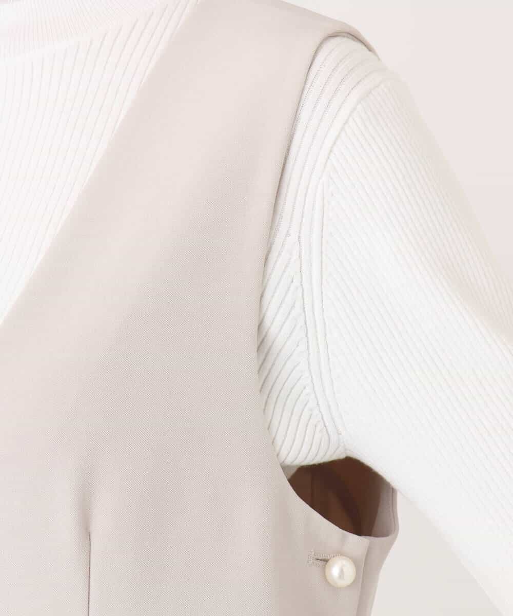 FIEDD21120 OFUON le MK(オフオン ル エムケー) サイドパール調釦デザインVネックジャンパースカート/洗える/WEB限定サイズあり ベージュ