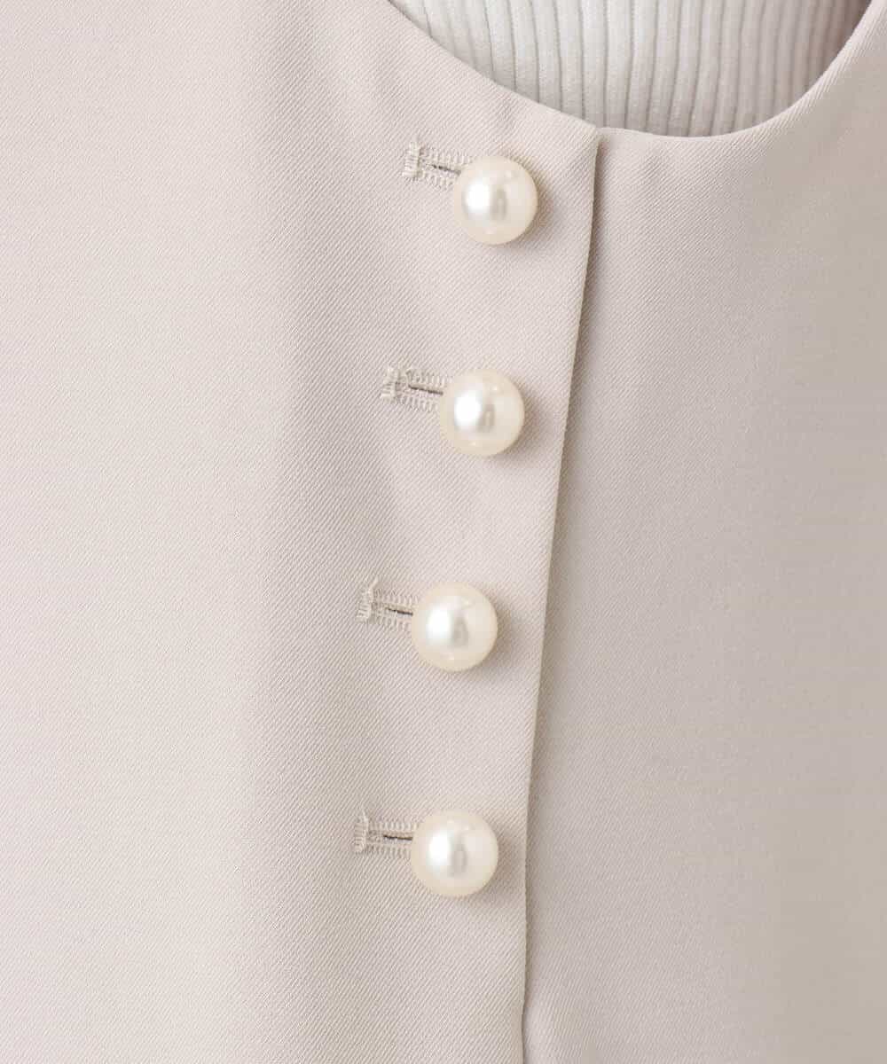 FIEDD21120 OFUON le MK(オフオン ル エムケー) サイドパール調釦デザインVネックジャンパースカート/洗える/WEB限定サイズあり ベージュ