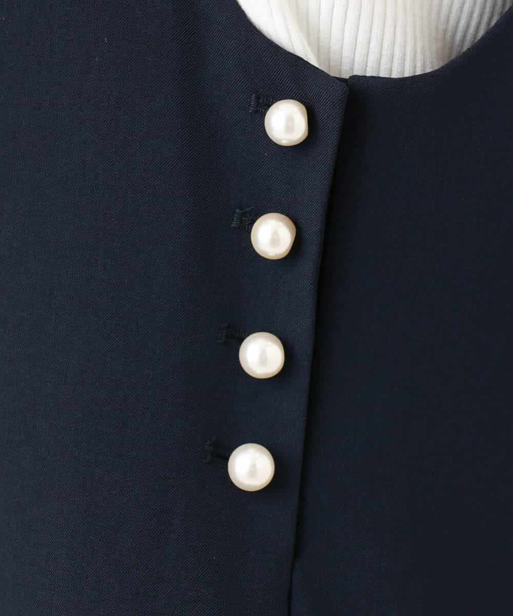 FIEDD21120 OFUON le MK(オフオン ル エムケー) サイドパール調釦デザインVネックジャンパースカート/洗える/WEB限定サイズあり ベージュ