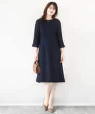 FIEFD03120 OFUON le MK(オフオン　ル　エムケー) [セットアップ対応]ツイードデザインワンピース/WEB限定 ネイビー