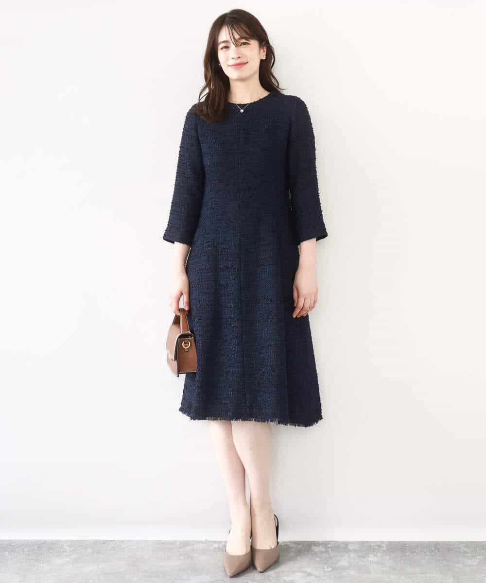 FIEFD03120 OFUON le MK(オフオン　ル　エムケー) [セットアップ対応]ツイードデザインワンピース/WEB限定 ライトグレー