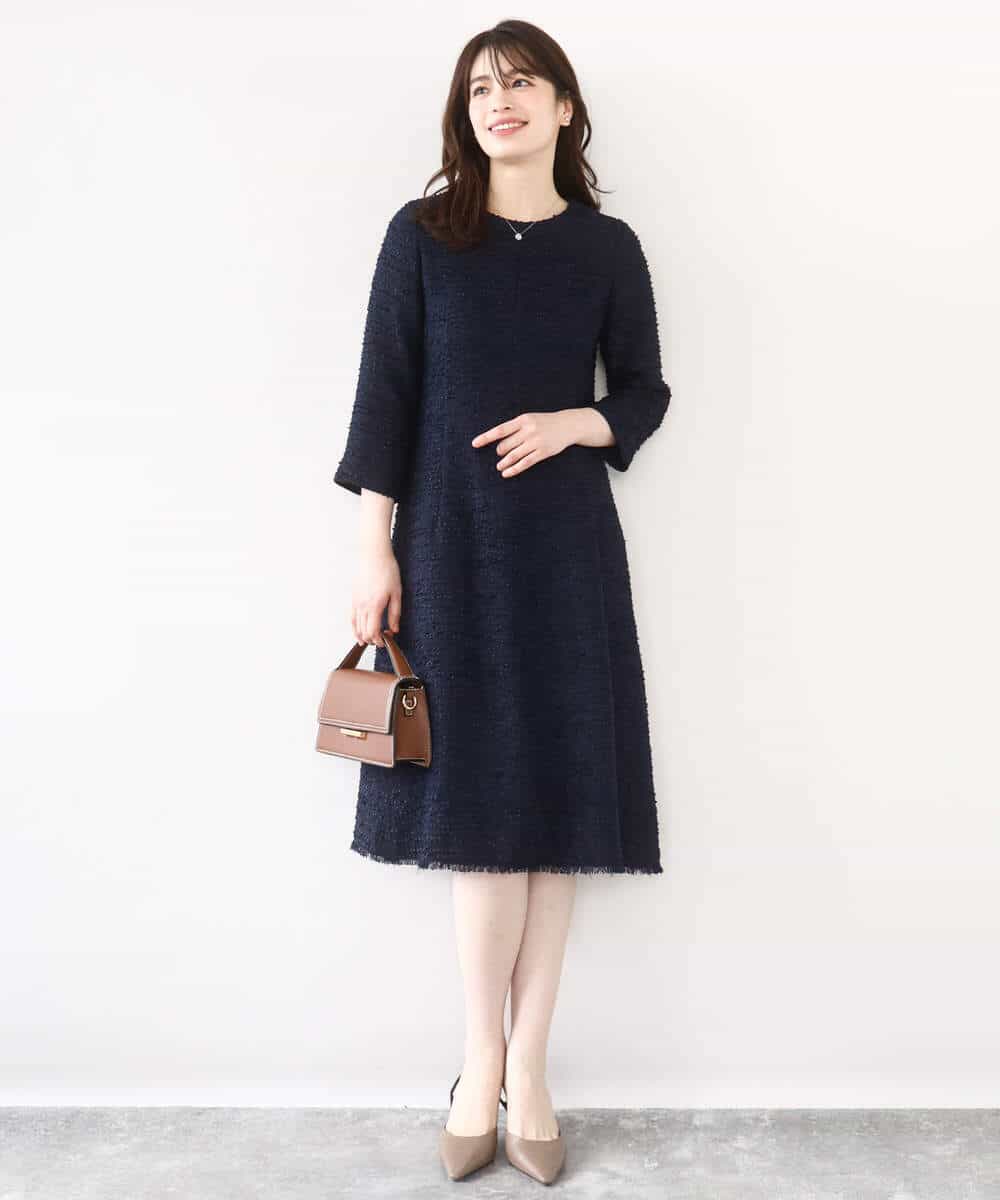 FIEFD03120 OFUON le MK(オフオン　ル　エムケー) [セットアップ対応]ツイードデザインワンピース/WEB限定 ライトグレー