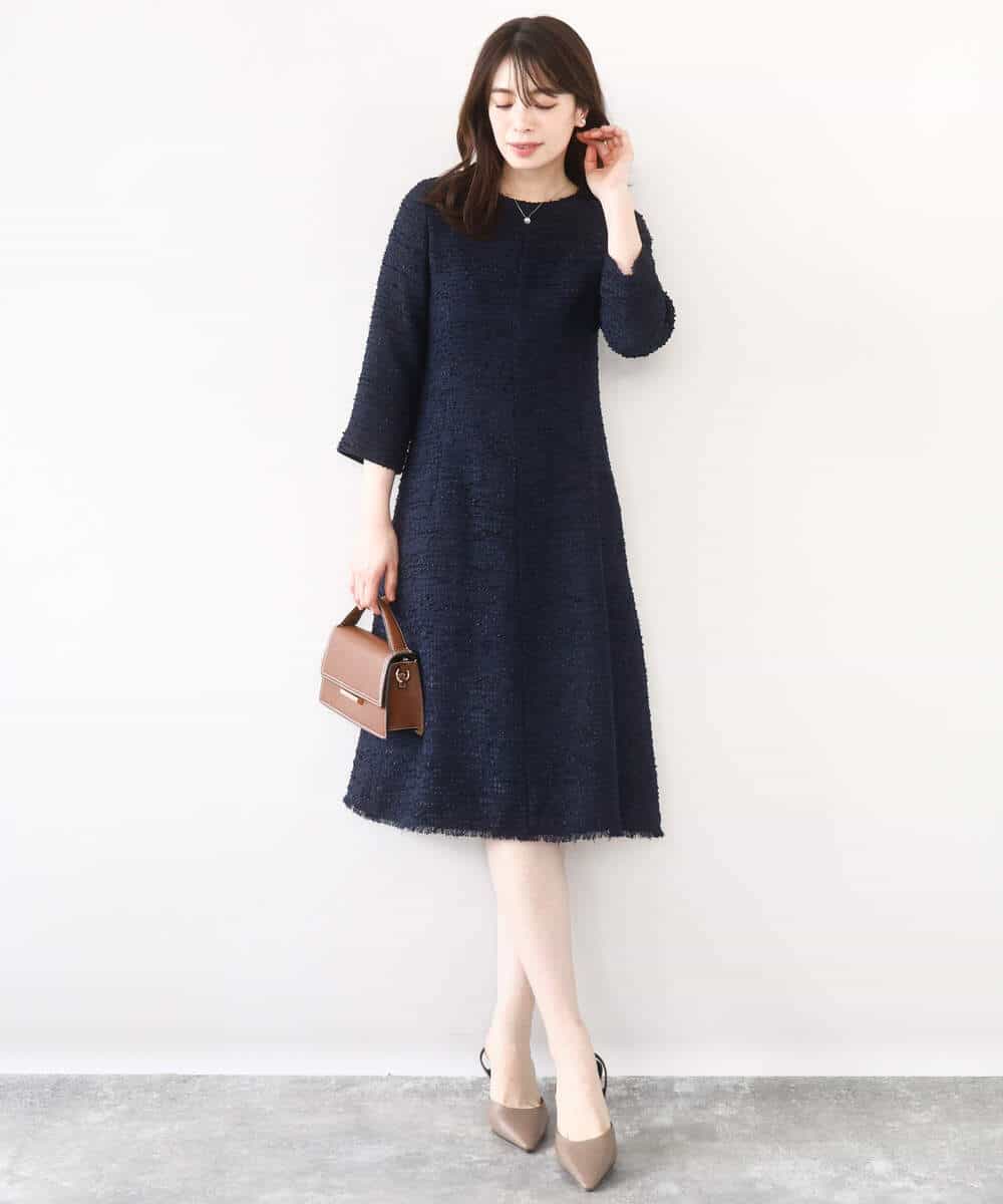 FIEFD03120 OFUON le MK(オフオン　ル　エムケー) [セットアップ対応]ツイードデザインワンピース/WEB限定 ライトグレー