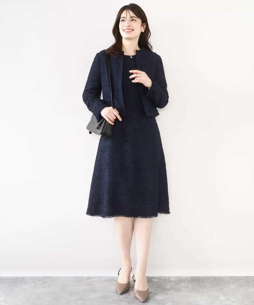 FIEFD03120 OFUON le MK(オフオン　ル　エムケー) [セットアップ対応]ツイードデザインワンピース/WEB限定 ライトグレー