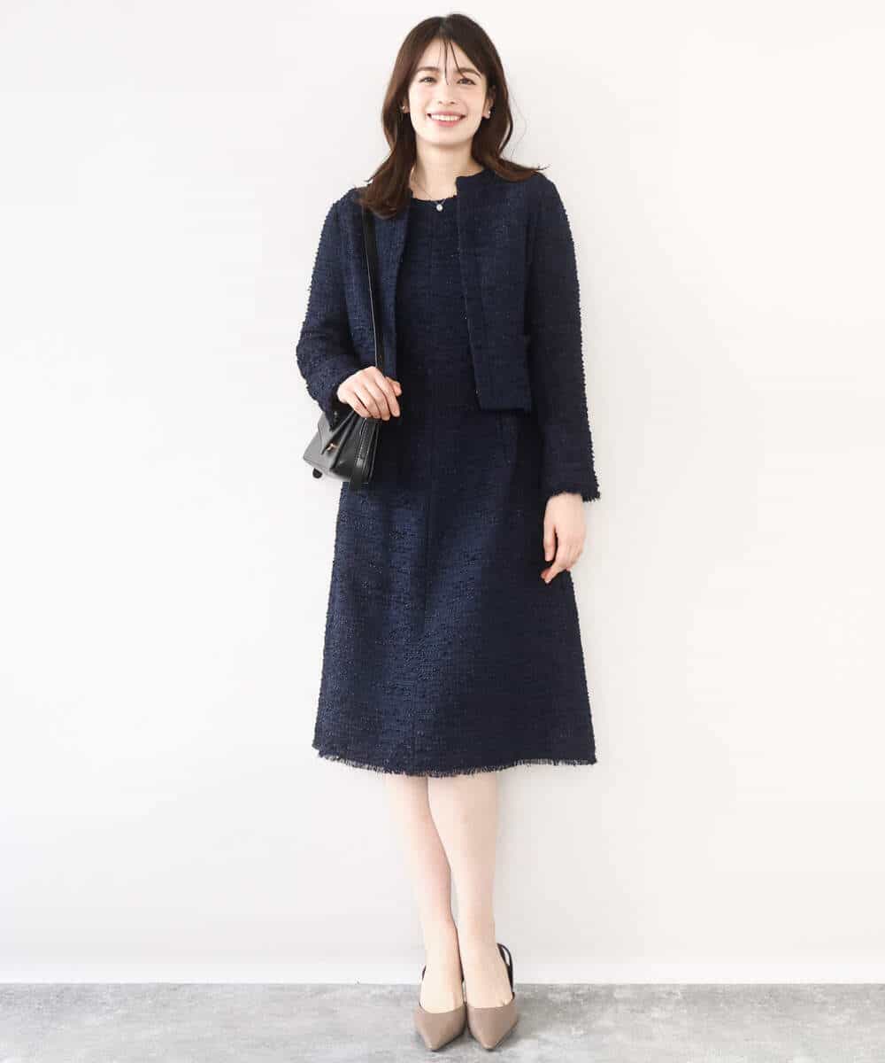 FIEFD03120 OFUON le MK(オフオン　ル　エムケー) [セットアップ対応]ツイードデザインワンピース/WEB限定 ライトグレー