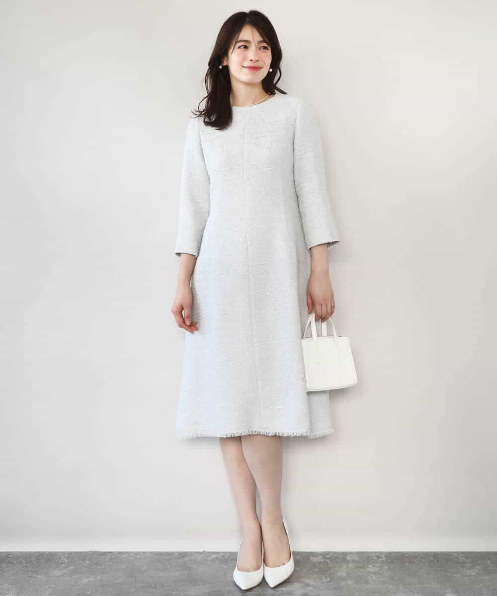 FIEFD03120 OFUON le MK(オフオン　ル　エムケー) [セットアップ対応]ツイードデザインワンピース/WEB限定 ライトグレー