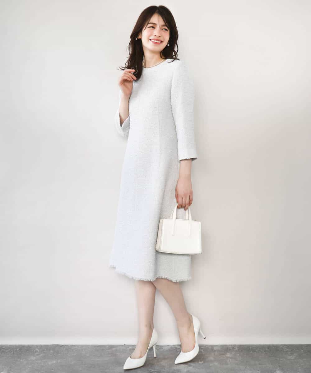 FIEFD03120 OFUON le MK(オフオン　ル　エムケー) [セットアップ対応]ツイードデザインワンピース/WEB限定 ライトグレー