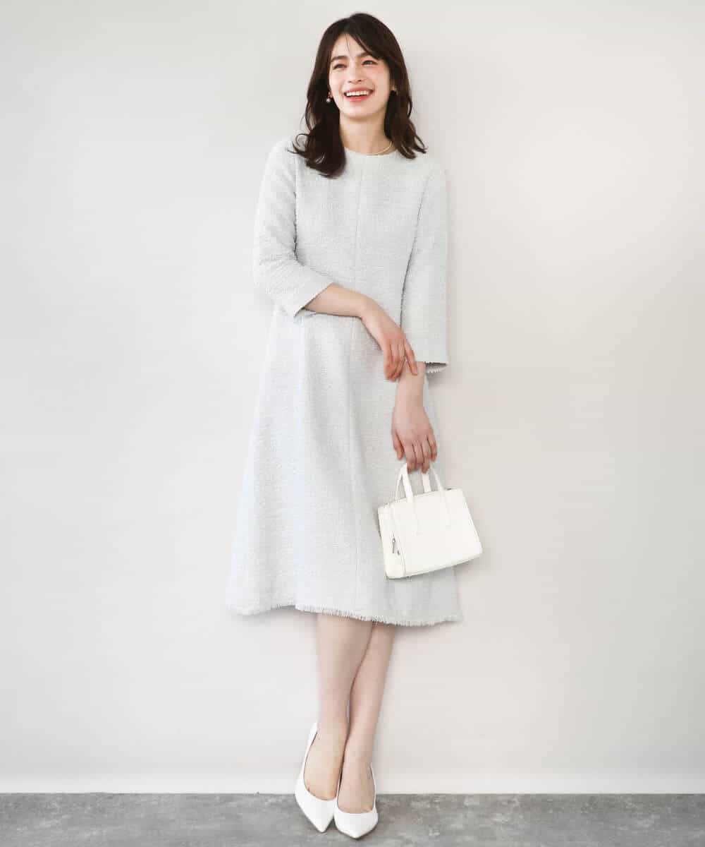 FIEFD03120 OFUON le MK(オフオン　ル　エムケー) [セットアップ対応]ツイードデザインワンピース/WEB限定 ライトグレー
