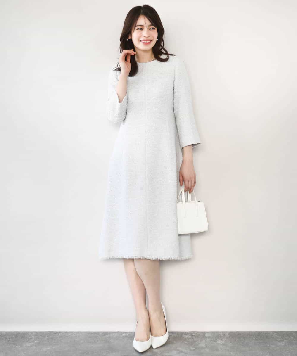 FIEFD03120 OFUON le MK(オフオン　ル　エムケー) [セットアップ対応]ツイードデザインワンピース/WEB限定 ライトグレー