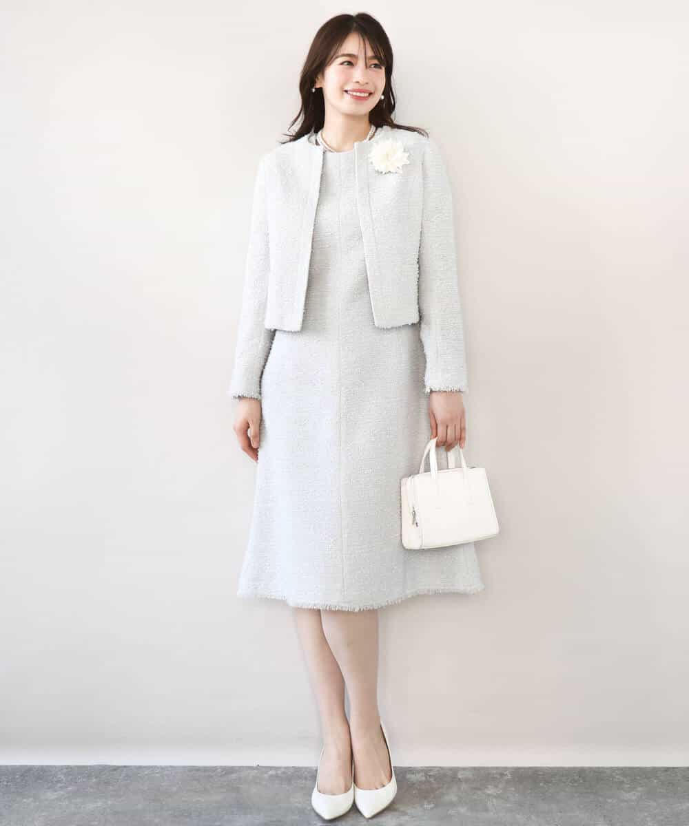 FIEFD03120 OFUON le MK(オフオン　ル　エムケー) [セットアップ対応]ツイードデザインワンピース/WEB限定 ライトグレー