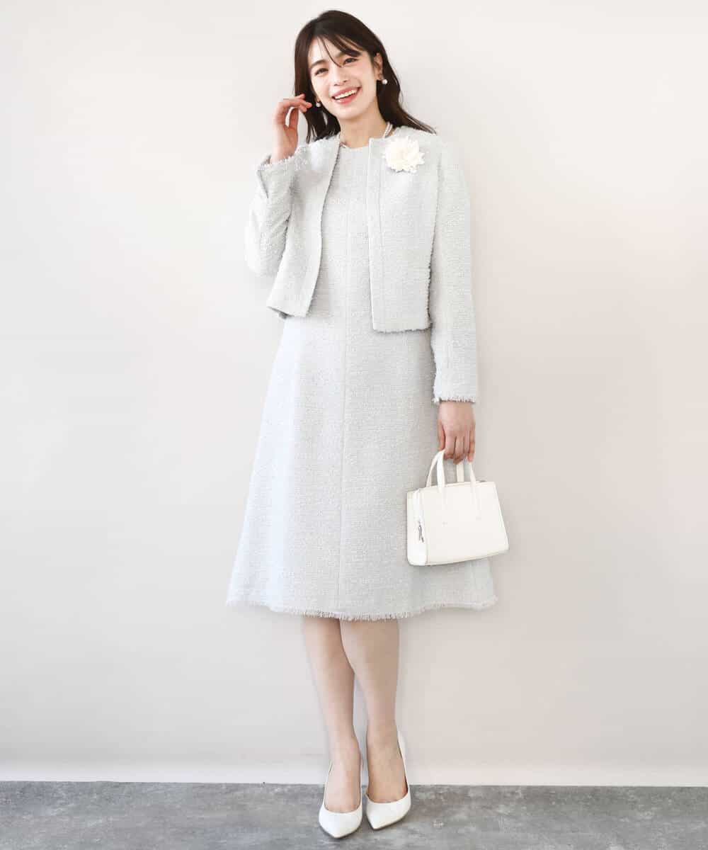 FIEFD03120 OFUON le MK(オフオン　ル　エムケー) [セットアップ対応]ツイードデザインワンピース/WEB限定 ライトグレー