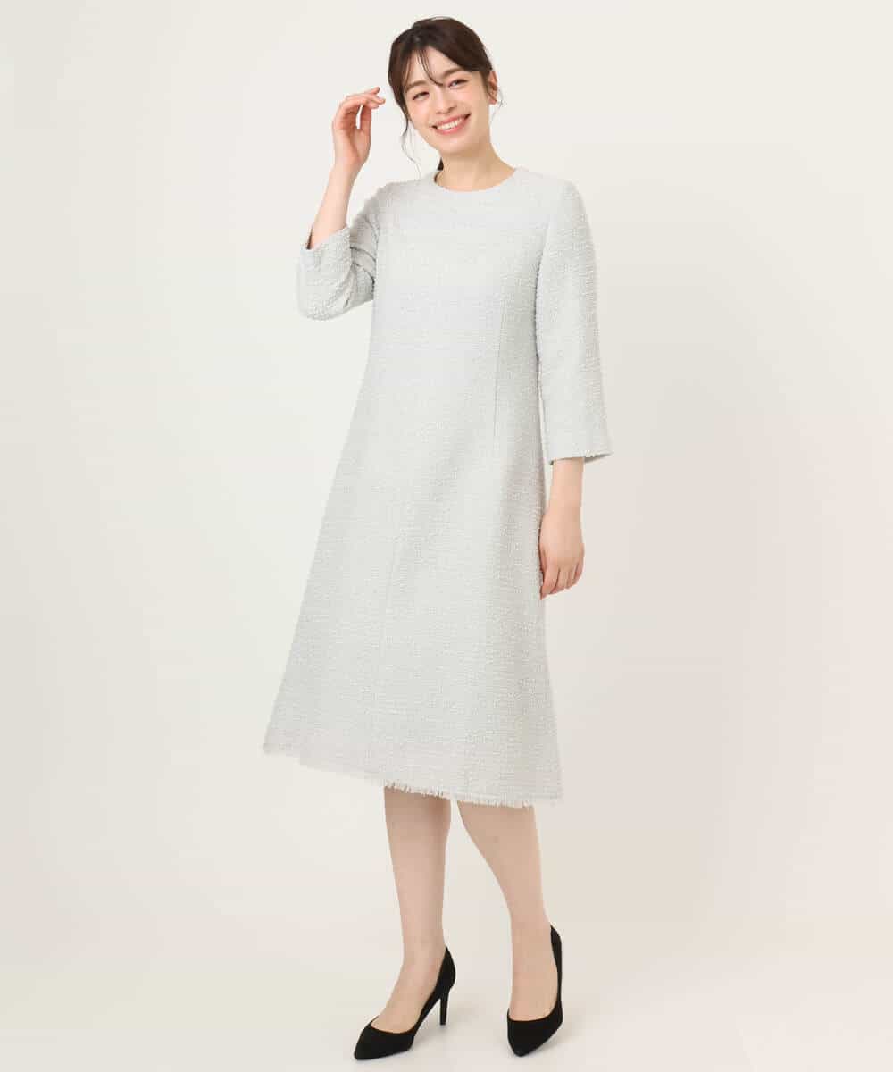 FIEFD03120 OFUON le MK(オフオン　ル　エムケー) [セットアップ対応]ツイードデザインワンピース/WEB限定 ライトグレー