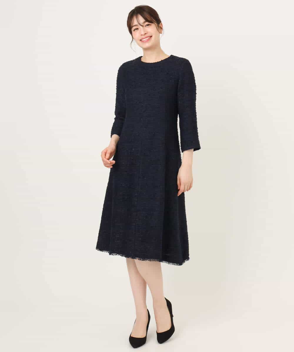 FIEFD03120 OFUON le MK(オフオン　ル　エムケー) [セットアップ対応]ツイードデザインワンピース/WEB限定 ライトグレー