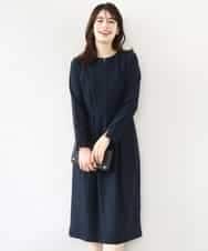 FIEFD05110 OFUON le MK(オフオン　ル　エムケー) ウエストタックワンピース/洗える/WEB限定サイズあり ネイビー