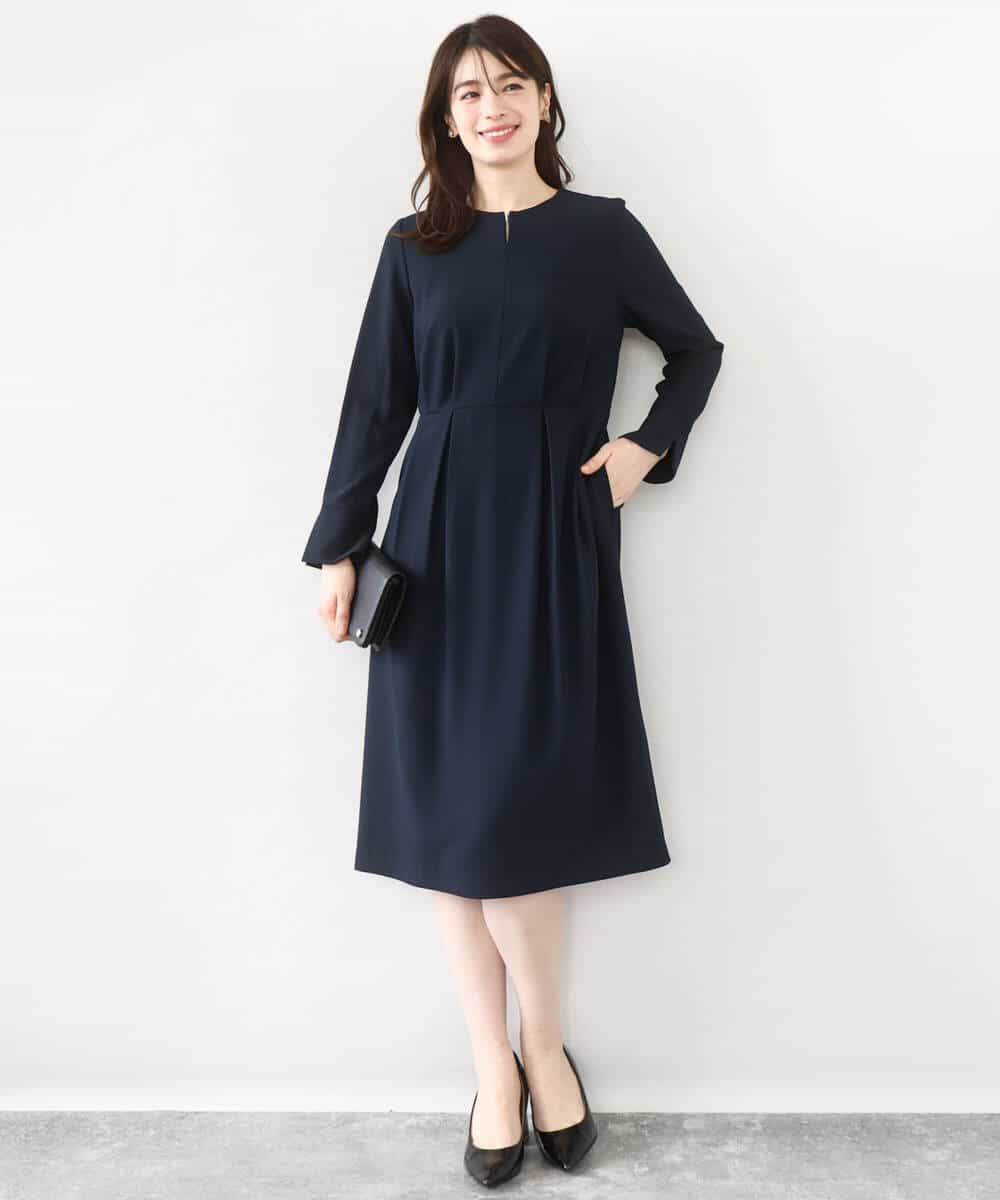 FIEFD05110 OFUON le MK(オフオン　ル　エムケー) ウエストタックワンピース/洗える/WEB限定サイズあり アイボリー