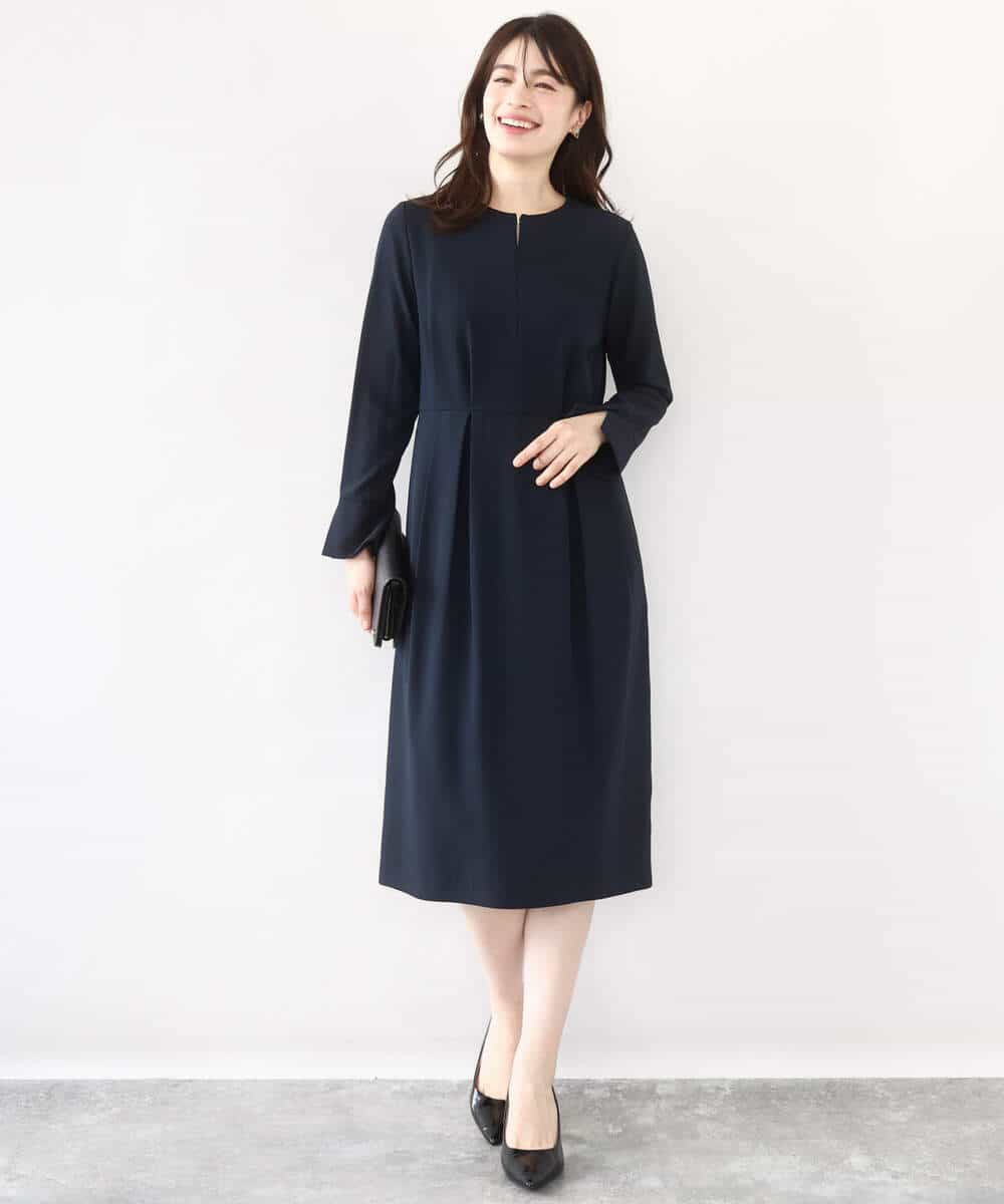 FIEFD05110 OFUON le MK(オフオン　ル　エムケー) ウエストタックワンピース/洗える/WEB限定サイズあり アイボリー