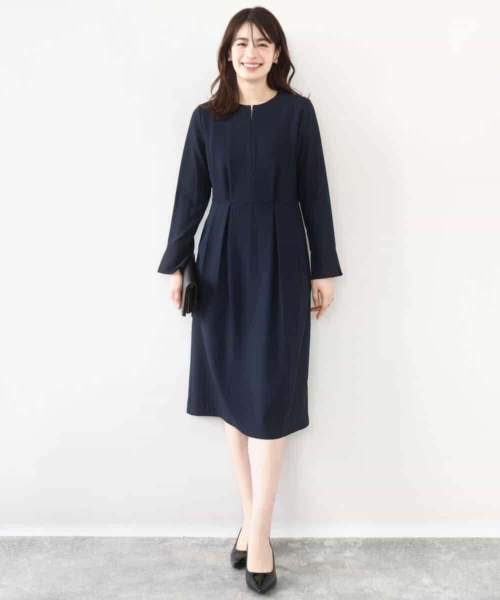 FIEFD05110 OFUON le MK(オフオン　ル　エムケー) ウエストタックワンピース/洗える/WEB限定サイズあり アイボリー