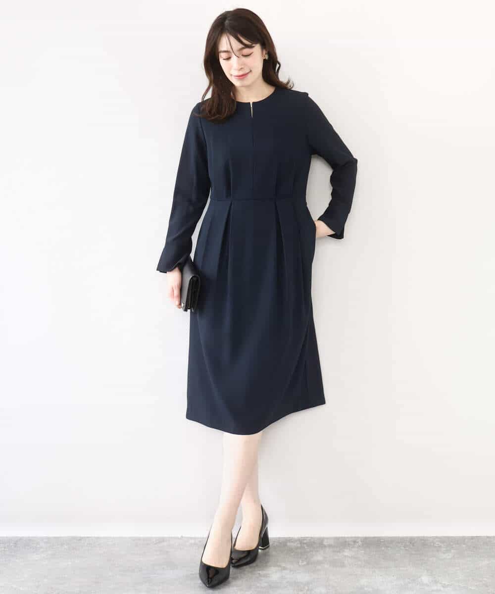 FIEFD05110 OFUON le MK(オフオン　ル　エムケー) ウエストタックワンピース/洗える/WEB限定サイズあり アイボリー