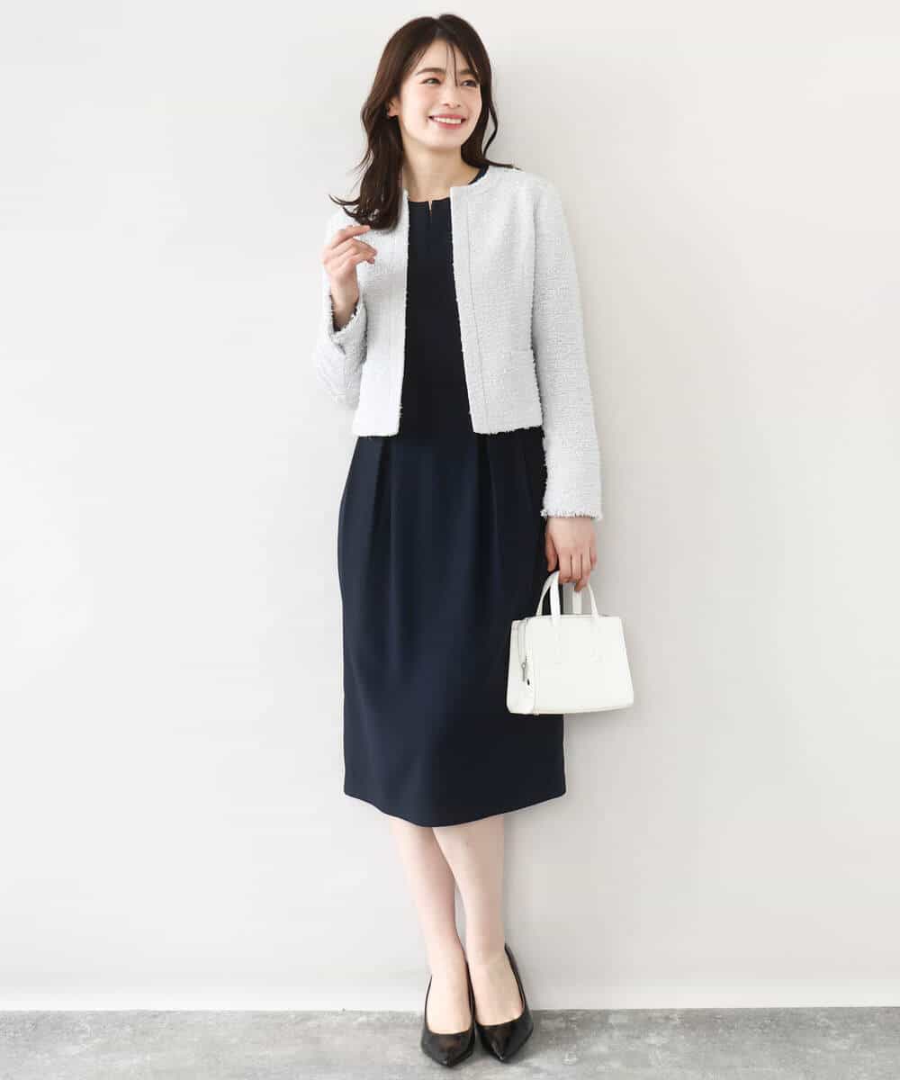 FIEFD05110 OFUON le MK(オフオン　ル　エムケー) ウエストタックワンピース/洗える/WEB限定サイズあり アイボリー