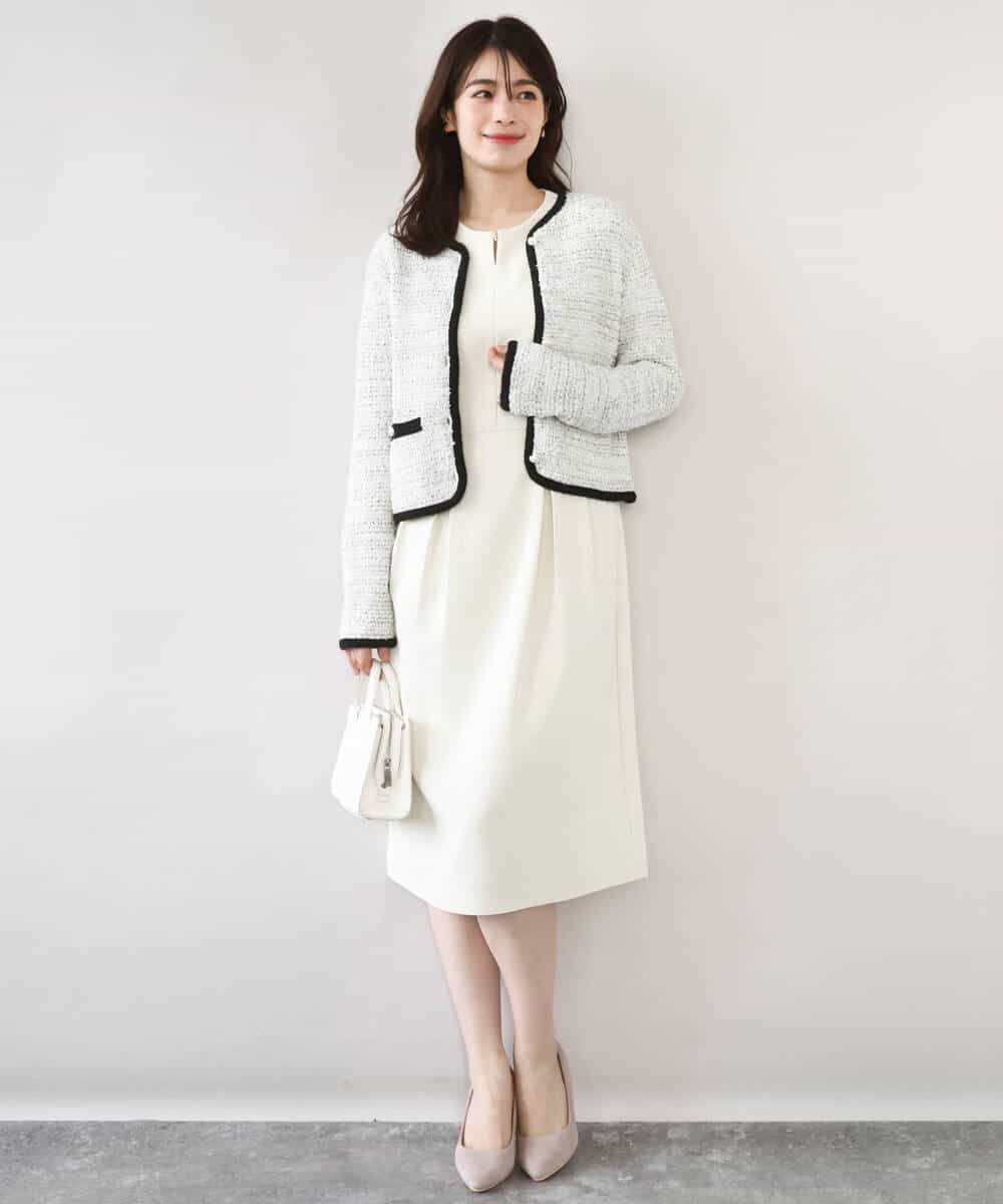 FIEFD05110 OFUON le MK(オフオン　ル　エムケー) ウエストタックワンピース/洗える/WEB限定サイズあり アイボリー