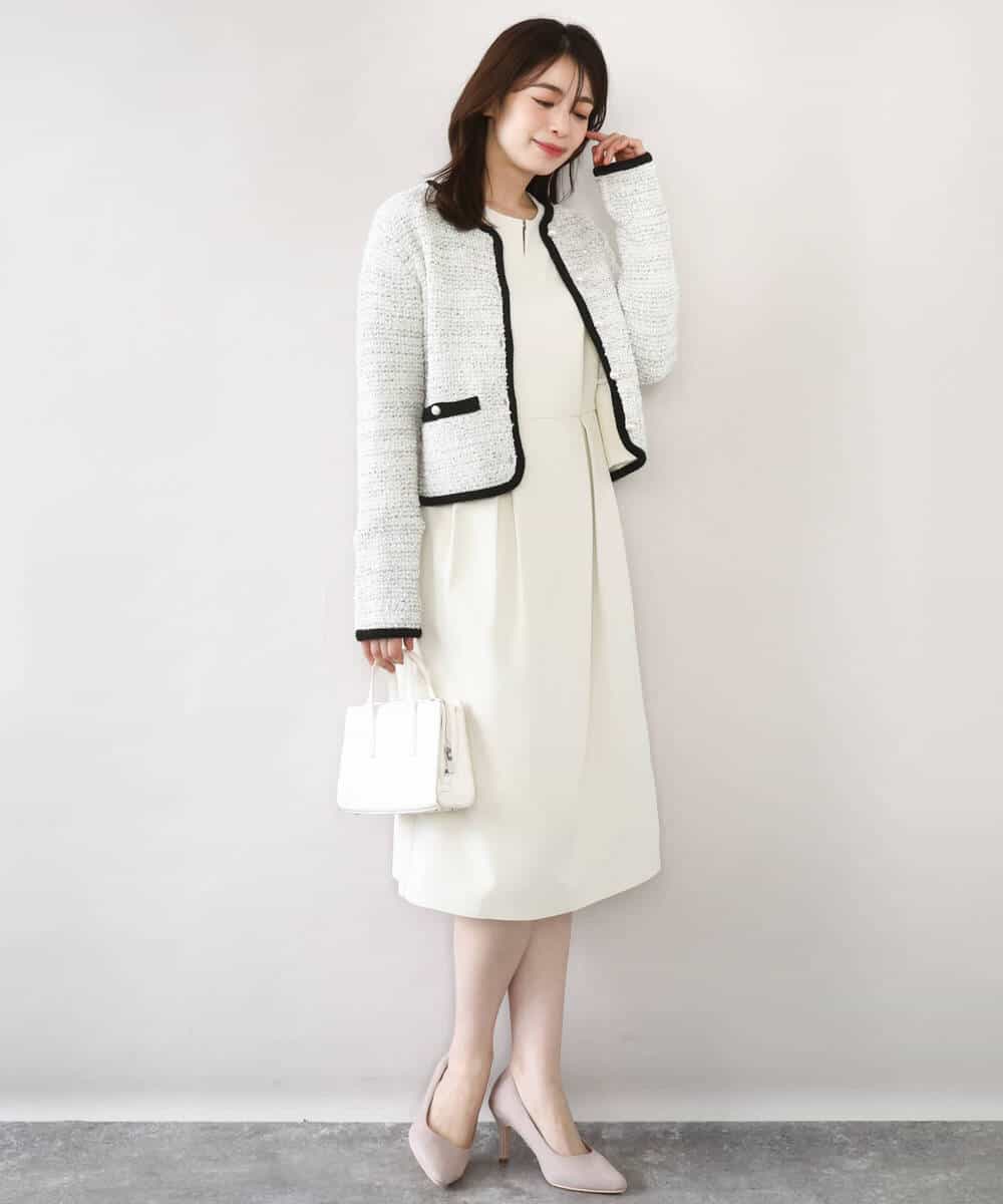 FIEFD05110 OFUON le MK(オフオン　ル　エムケー) ウエストタックワンピース/洗える/WEB限定サイズあり アイボリー