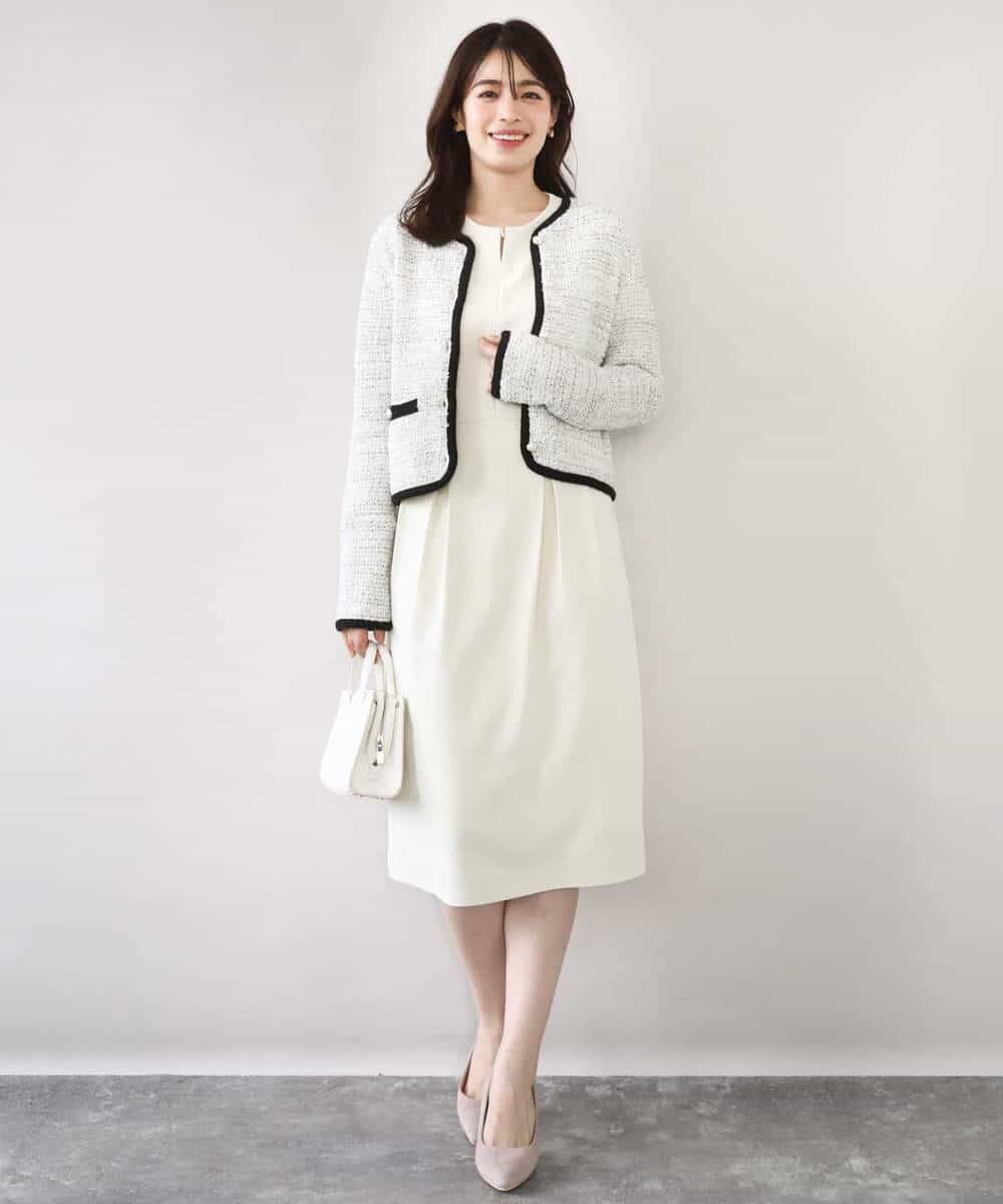 FIEFD05110 OFUON le MK(オフオン　ル　エムケー) ウエストタックワンピース/洗える/WEB限定サイズあり アイボリー