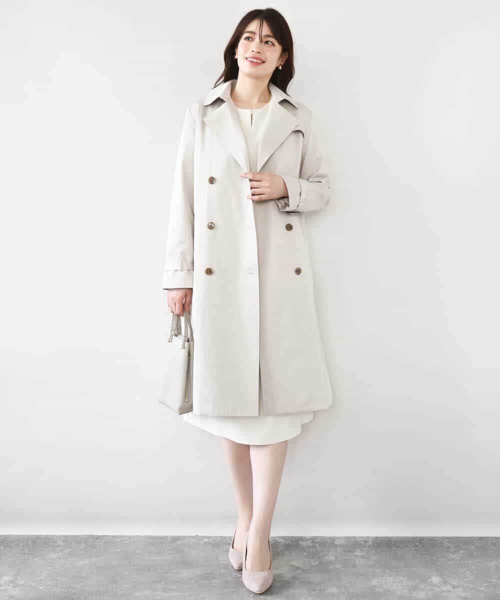 FIEFD05110 OFUON le MK(オフオン　ル　エムケー) ウエストタックワンピース/洗える/WEB限定サイズあり アイボリー