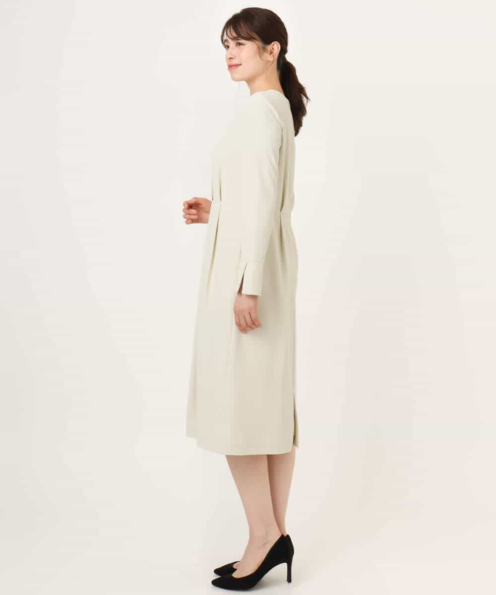 FIEFD05110 OFUON le MK(オフオン　ル　エムケー) ウエストタックワンピース/洗える/WEB限定サイズあり アイボリー