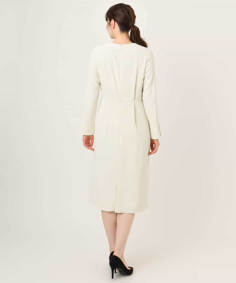 FIEFD05110 OFUON le MK(オフオン　ル　エムケー) ウエストタックワンピース/洗える/WEB限定サイズあり アイボリー