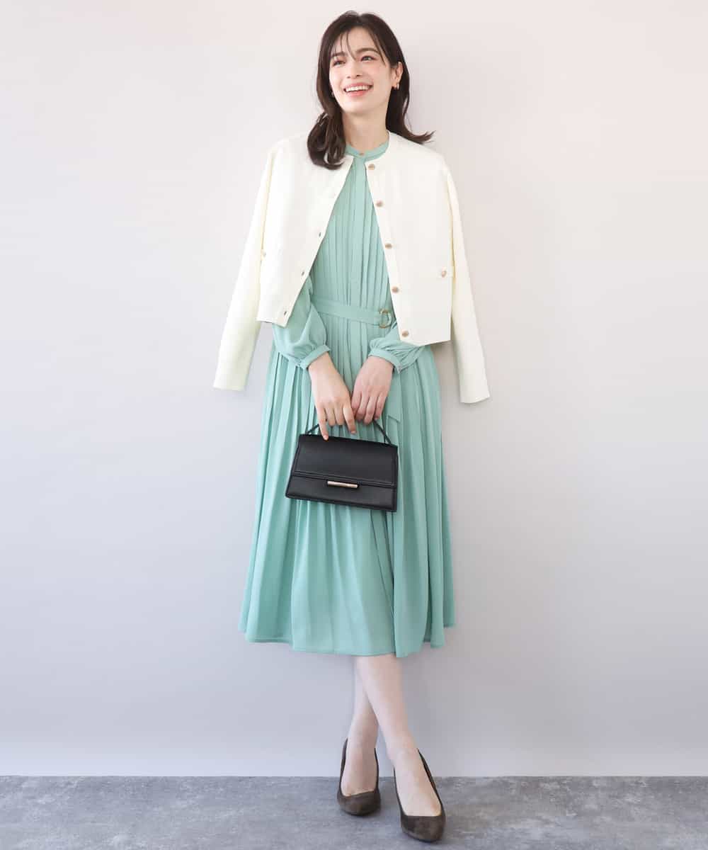 FIEFD09120 OFUON le MK(オフオン　ル　エムケー) プリーツジョーゼットワンピース/洗える/WEB限定サイズあり ミントグリーン
