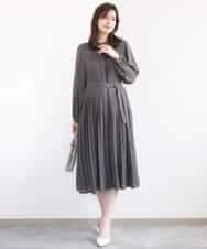 FIEFD09120 OFUON le MK(オフオン　ル　エムケー) プリーツジョーゼットワンピース/洗える/WEB限定サイズあり ダークグレー