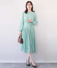 FIEFD09120 OFUON le MK(オフオン　ル　エムケー) プリーツジョーゼットワンピース/洗える/WEB限定サイズあり ダークグレー