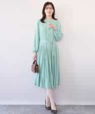 FIEFD09120 OFUON le MK(オフオン　ル　エムケー) プリーツジョーゼットワンピース/洗える/WEB限定サイズあり ダークグレー