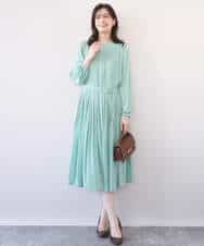 FIEFD09120 OFUON le MK(オフオン　ル　エムケー) プリーツジョーゼットワンピース/洗える/WEB限定サイズあり ダークグレー