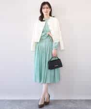 FIEFD09120 OFUON le MK(オフオン　ル　エムケー) プリーツジョーゼットワンピース/洗える/WEB限定サイズあり ダークグレー