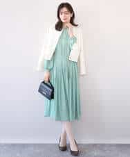 FIEFD09120 OFUON le MK(オフオン　ル　エムケー) プリーツジョーゼットワンピース/洗える/WEB限定サイズあり ダークグレー