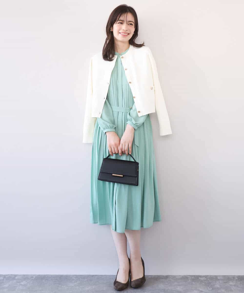 FIEFD09120 OFUON le MK(オフオン　ル　エムケー) プリーツジョーゼットワンピース/洗える/WEB限定サイズあり ダークグレー