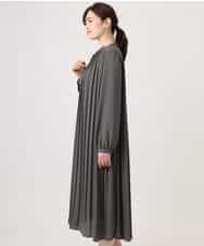 FIEFD09120 OFUON le MK(オフオン　ル　エムケー) プリーツジョーゼットワンピース/洗える/WEB限定サイズあり ダークグレー