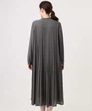 FIEFD09120 OFUON le MK(オフオン　ル　エムケー) プリーツジョーゼットワンピース/洗える/WEB限定サイズあり ダークグレー