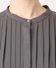 FIEFD09120 OFUON le MK(オフオン　ル　エムケー) プリーツジョーゼットワンピース/洗える/WEB限定サイズあり ダークグレー