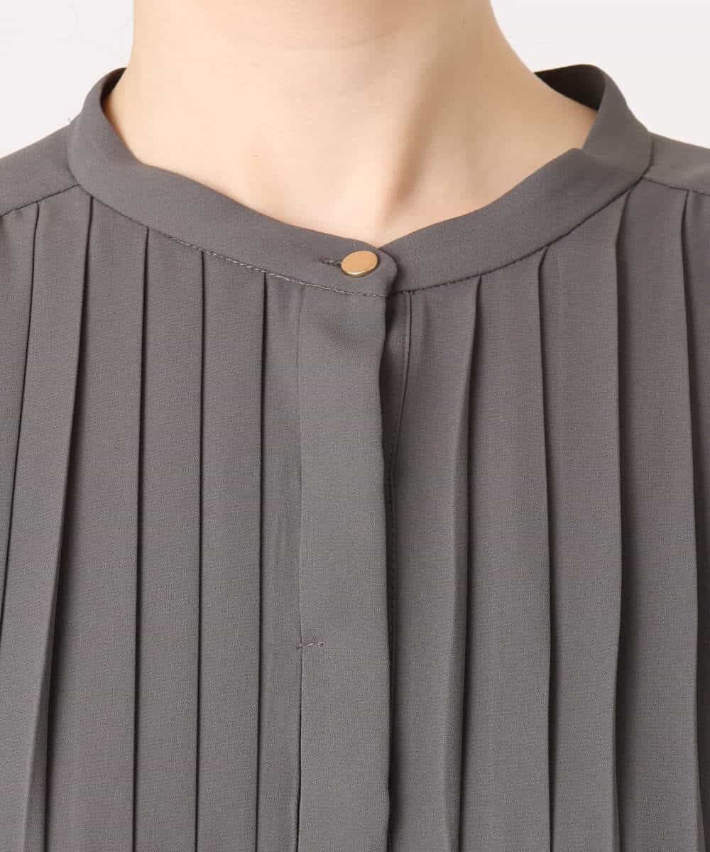 FIEFD09120 OFUON le MK(オフオン　ル　エムケー) プリーツジョーゼットワンピース/洗える/WEB限定サイズあり ダークグレー
