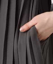 FIEFD09120 OFUON le MK(オフオン　ル　エムケー) プリーツジョーゼットワンピース/洗える/WEB限定サイズあり ダークグレー