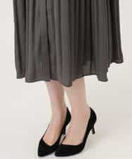 FIEFD09120 OFUON le MK(オフオン　ル　エムケー) プリーツジョーゼットワンピース/洗える/WEB限定サイズあり ダークグレー