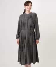 FIEFD09120 OFUON le MK(オフオン　ル　エムケー) プリーツジョーゼットワンピース/洗える/WEB限定サイズあり ダークグレー