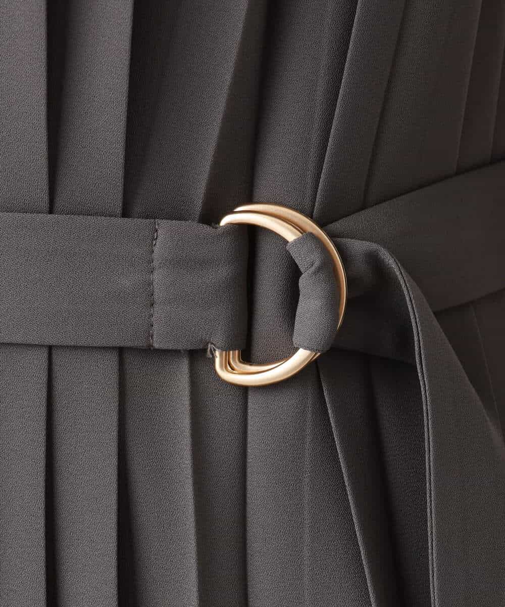 FIEFD09120 OFUON le MK(オフオン　ル　エムケー) プリーツジョーゼットワンピース/洗える/WEB限定サイズあり ダークグレー