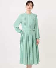 FIEFD09120 OFUON le MK(オフオン　ル　エムケー) プリーツジョーゼットワンピース/洗える/WEB限定サイズあり ダークグレー